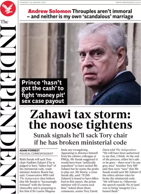 The Independent - Zahawi tax storm: noose tightens