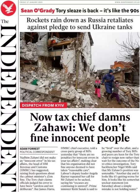 The Independent - Now tax chief damns Zahawi: We don’t fine innocent people