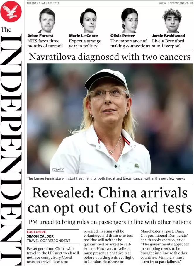 The Independent - China can opt out of Covid test