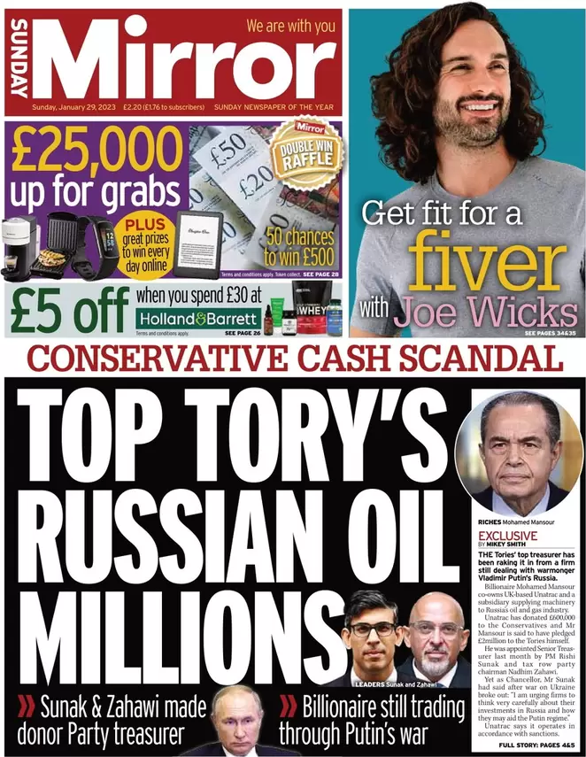 Sunday Mirror - Top Tory’s Russian oil millions