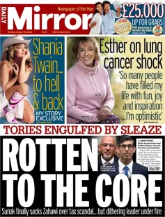 Daily Mirror – Tories engulfed by sleaze: Rotten to the core 