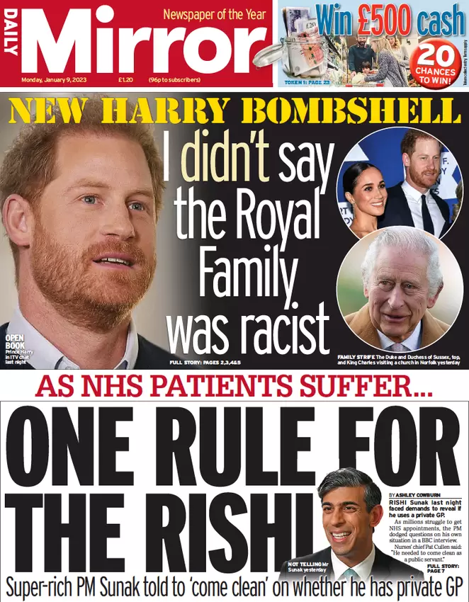 Daily Mirror - One rule for Rishi