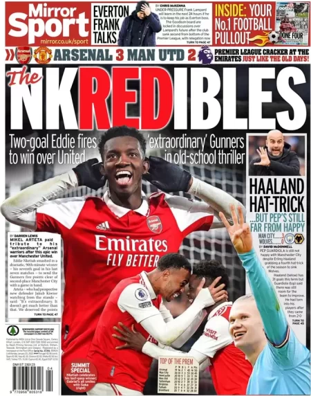 Back pages – Mirror Sport: Arsenal 3-2 Manchester United: NkREDibles 