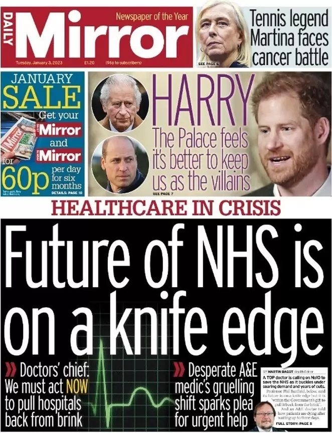 Daily Mirror - Future of NHS on knife edge