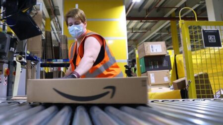 Striking Amazon workers have ‘nothing to lose’ in first UK walkout, says union