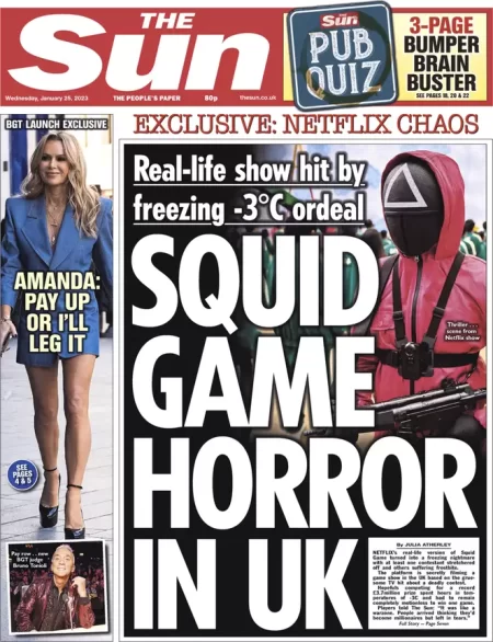 The Sun - Squid game horror in UK