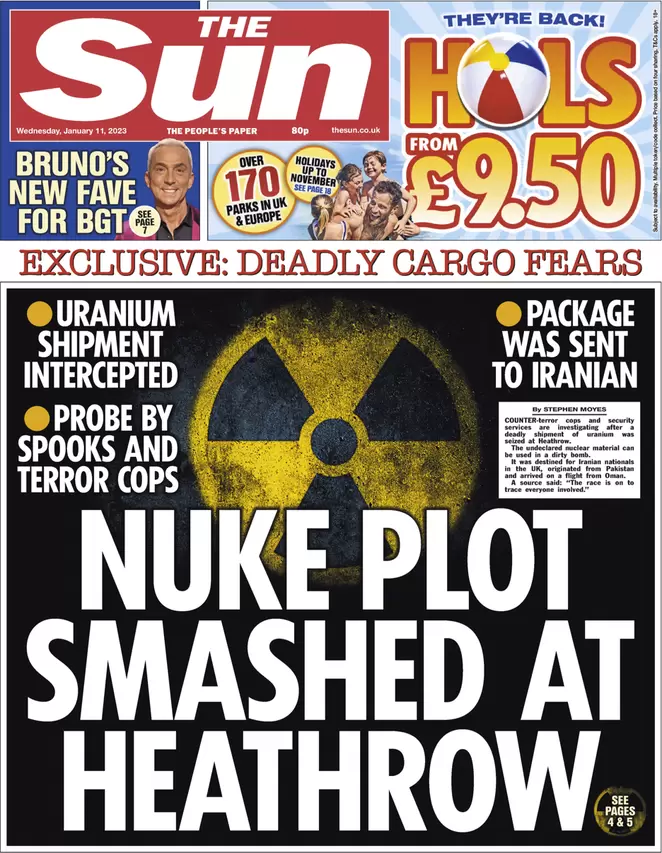 The Sun - Nuke plot smashed at Heathrow