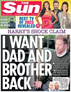 The Sun – Harry’s shock claim: I want dad and brother back 