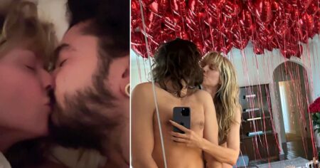 Heidi Klum poses naked as she wraps arms around shirtless Tom Kaulitz to mark 4-year wedding anniversary