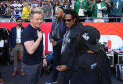 Jay Z meets Gordon Ramsay, Adele gets shady and Cara Delevingne flashes Rihanna tee as celebs rush to Super Bowl
