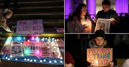 ‘Rest in Power’: hundreds gather at vigils to pay tribute to Brianna Ghey