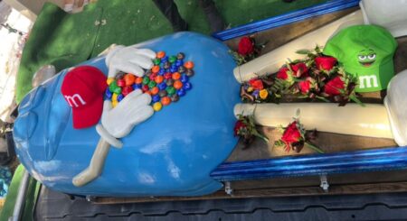 Gran was so obsessed with M&Ms she was buried in coffin shaped like a giant one