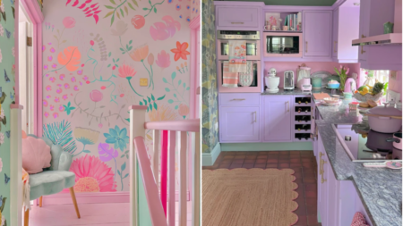 Woman transforms cottage into pastel palace – saving £10,000 by doing it herself