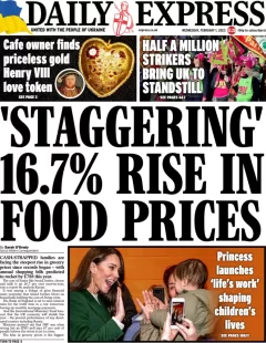 Daily Express – ‘Staggering’ 16.7% rise in food prices 