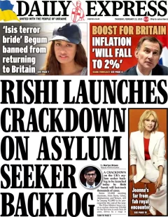 Daily Express – Rishi launches crackdown on asylum seeker backlog