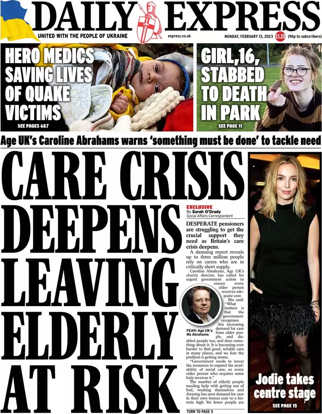 Daily Express - Care crisis deepens leaving elderly at risk