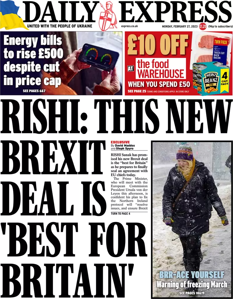 Daily Express - Rishi: This new Brexit deal is ‘best for Britain’