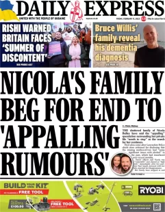 Daily Express – Nicola’s family beg for end to appalling rumours 