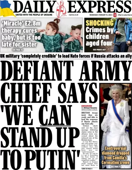 Daily Express - Defiant army chief says we can stand up to Putin