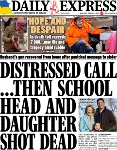 Daily Express – Distressed call … then school head and daughter shot dead 