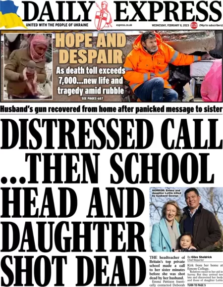 Daily Express - Distressed call … then school head and daughter shot dead