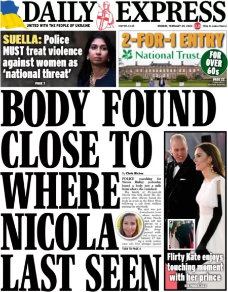 Daily Express - Body found close to Nicola last seen