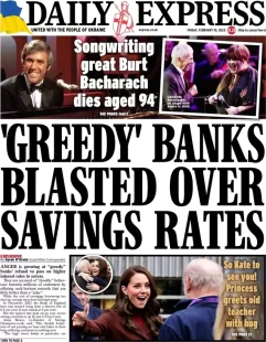 Daily Express – ‘Greedy’ banks blasted over saving rates 