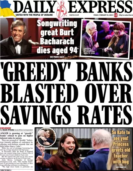 Daily Express - ‘Greedy’ banks blasted over saving rates