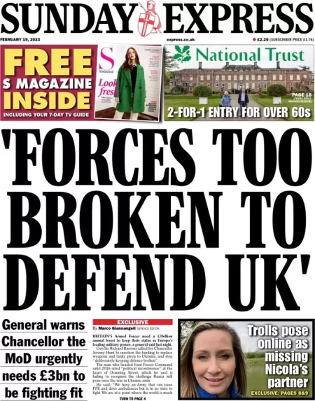 Sunday Express – ‘Forces too broken to defend UK’