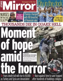 Daily Mirror – Moment of hope amid the horror 