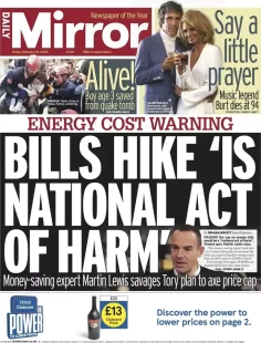 Daily Mirror – Bills hike is national act of harm 