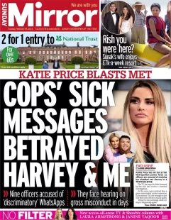 Sunday Mirror - Cops’ sick messages betrayed Harvey and me