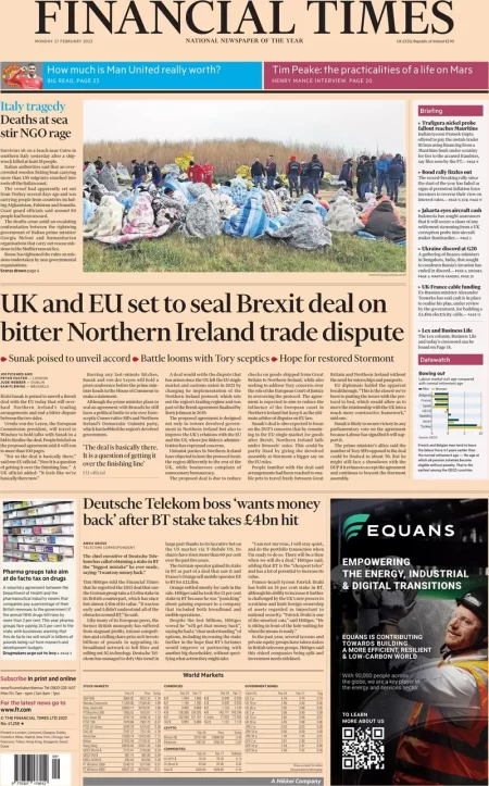 Financial Times – UK and EU set to seal Brexit deal on bitter Northern Ireland trade dispute 