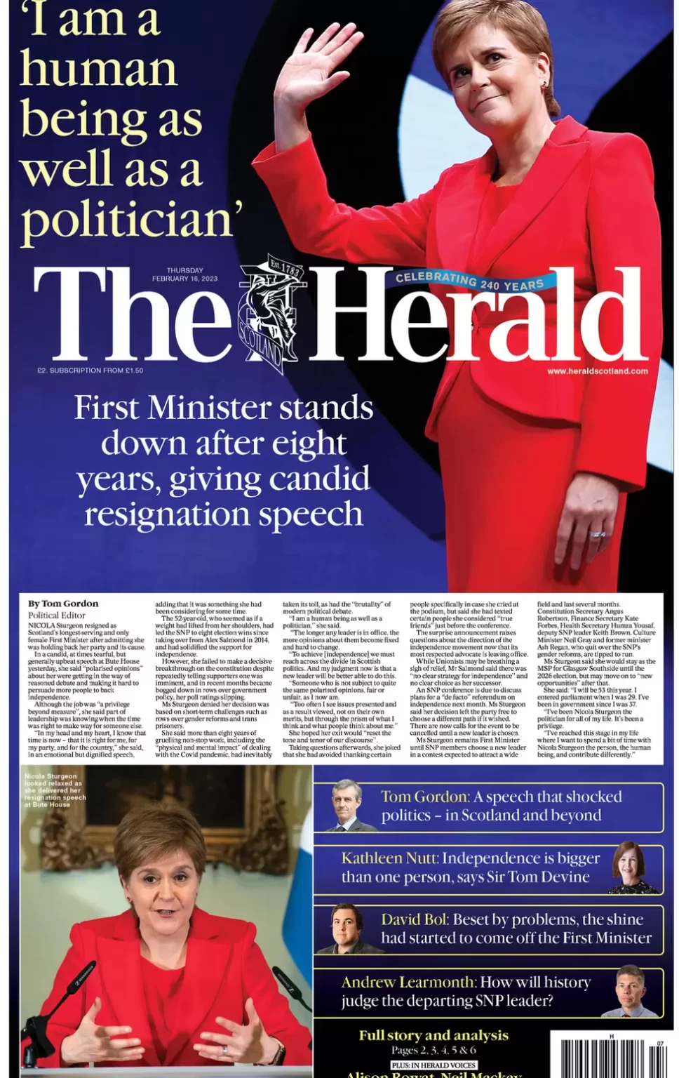 The Herald – First Minister stands down after 8 years 