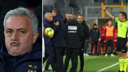Jose Mourinho shown red card for third time this season after shock Roma loss