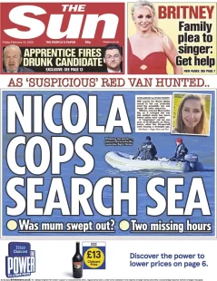 The Sun – Nicola cops search sea