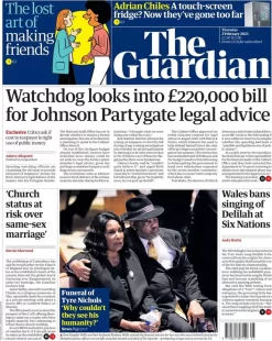 The Guardian – Watchdog looks into £220,000 bill for Johnson Partygate legal advise 