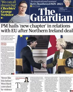 The Guardian – PM hails new chapter in relations with EU after Northern Ireland deal 