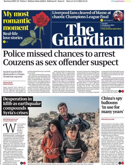 The Guardian - Police missed chances to arrest Couzens as sex offender suspect