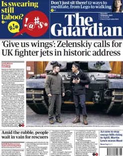 The Guardian – ‘Give us wings:’ Zelensky calls for UK fighter jets in historic address 