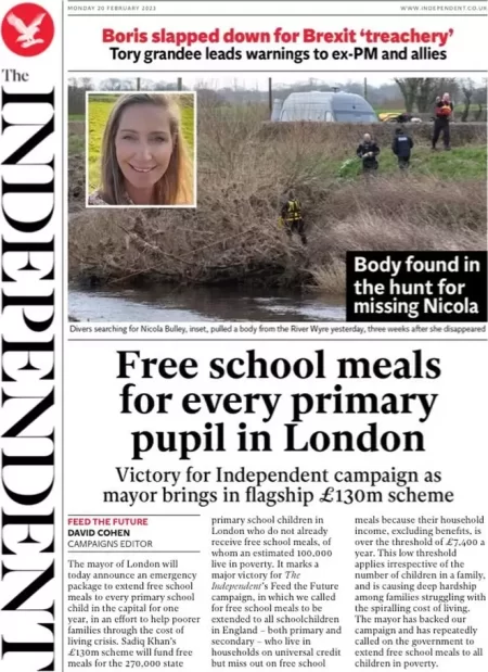 The Independent - Free school meals for every primary pupil in London