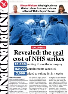 The Independent – Revealed: the real cost of NHS strikes