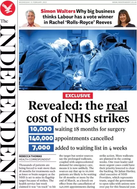 The Independent - Revealed: the real cost of NHS strikes