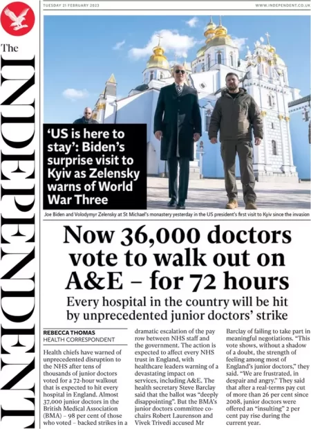 The Independent - Now 36,000 doctors vote to walk out on A&E - for 72 hours