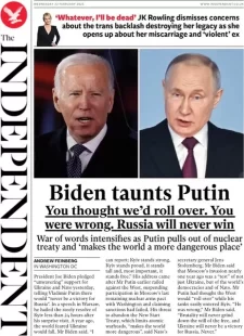 The Independent – Biden taunts Putin: You thought we’d roll over