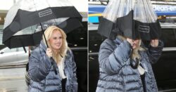 Rebel Wilson attacked by uncooperative umbrella after magical proposal – we’ve all been there