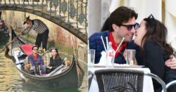 James Argent, 35, plants kiss on girlfriend Stella Turian, 18, during romantic Venice getaway