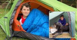 Boy, 13, who camped in garden for three years to spend final night in a tent