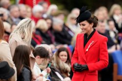 Kate Middleton wears sleek red and black outfit for the second day of her Wales trip