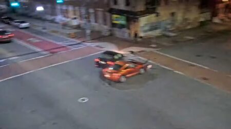 Stolen car hits pedestrian then crashes and collapses a building